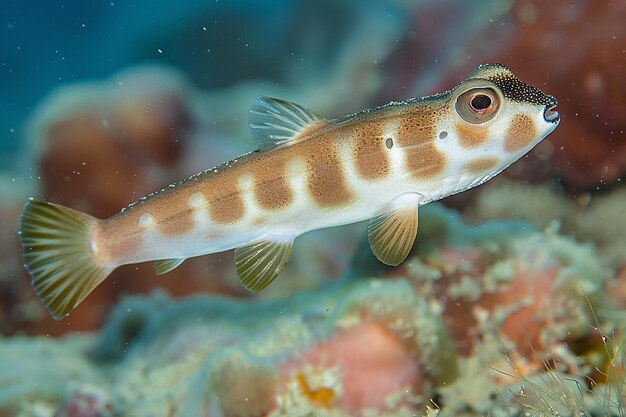 Photo blackspotted puffer arothron nigropunctatus fish underwater in sea