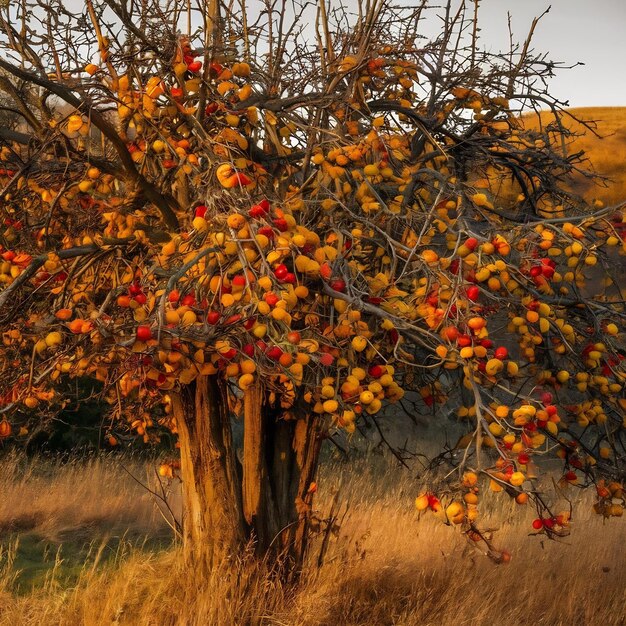 Photo blackthorn tree beautiful and healthy fruits of autumn