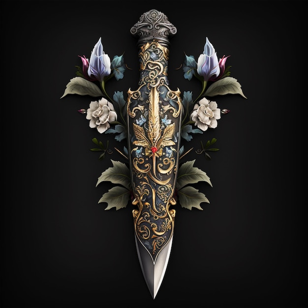 blade with floral flower