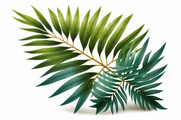 Bladeren van een palmboom op een witte achtergrond