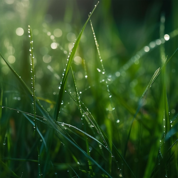 Blades of Grass with Dew on Them