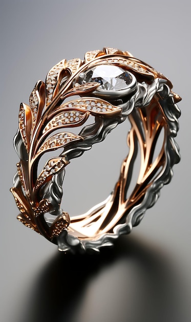 Bladring Natuurgeïnspireerde ring Koperbladmotief Geoxideerd Si Creatieve minimalistische trendy collectie