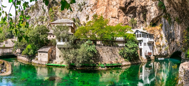 Blagaj Tekija 아름다운 수도원. 보스니아 헤르체고비나의 랜드 마크