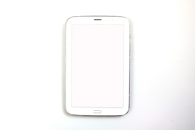 Blak-scherm voor bericht op tablettechnologie mobiel in de digitale communicatie voor het bedrijfsleven en levensstijl in huidige, isoleer apparaattablet