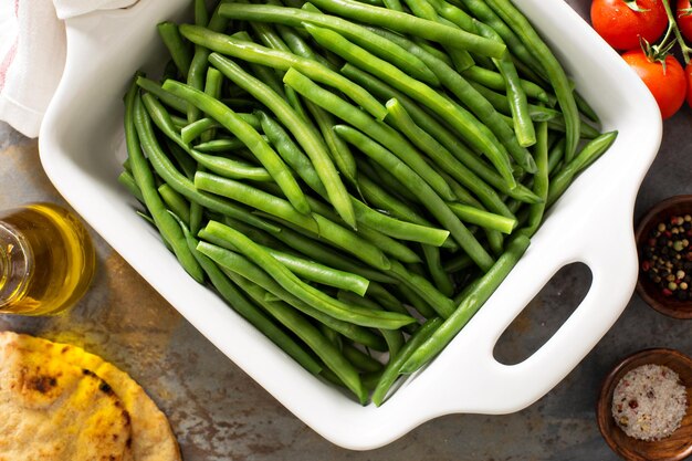 Photo blanched green beans