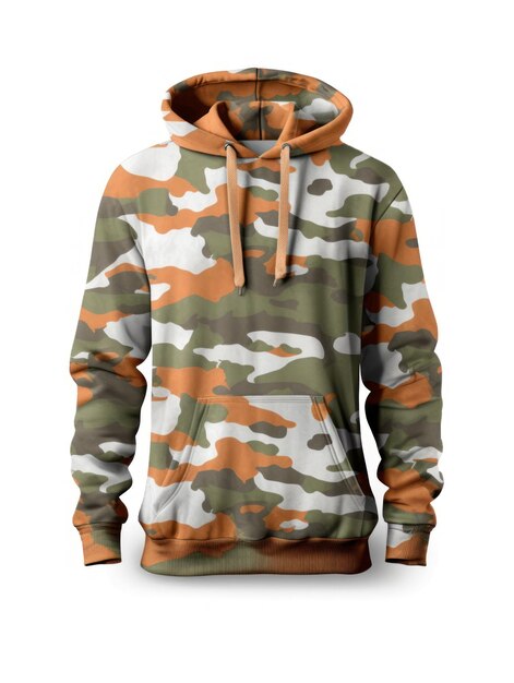 Blanco camouflage mannelijke hoodie sweatshirt met lange mouwen Generatieve ai