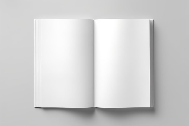 Blanco geopend boek mockup bovenaanzicht geïsoleerd op witte achtergrond Generatieve AI