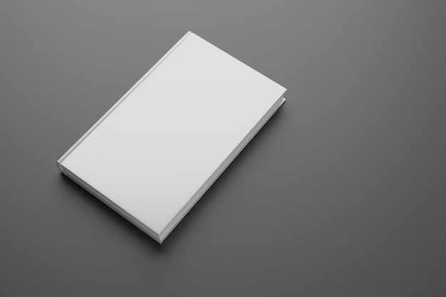 Blanco hardcover boek over grijze achtergrond 3D rendering mockup