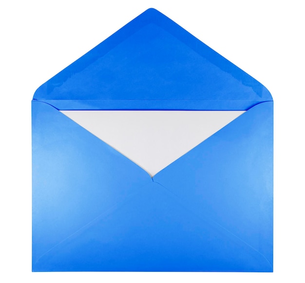 Blanco open envelop blauw