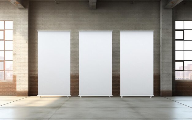 blanco oprolbanner display stands loft interieur Oprollen blanco witte banner