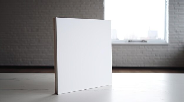 Foto blanco papier en canvas op de plank als mockup-opstelling