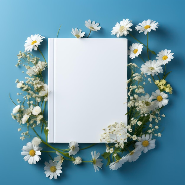 blanco papier mockup met decoratieve bloemen