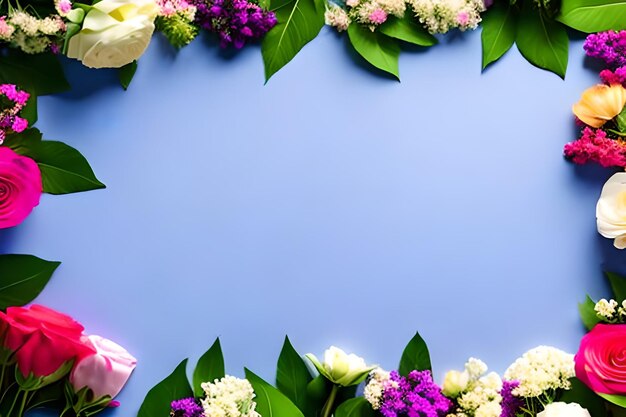 Blanco papierkleur voor tekst met bloem rondom gekleurde achtergrond