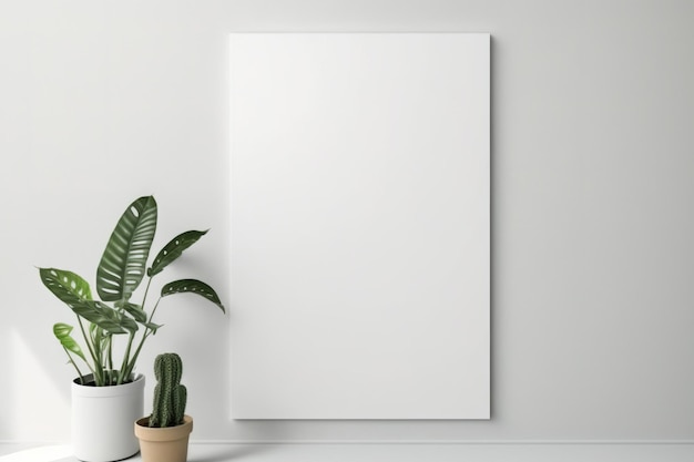 Blanco poster op witte muur Copyspace mockup Artpictureidea