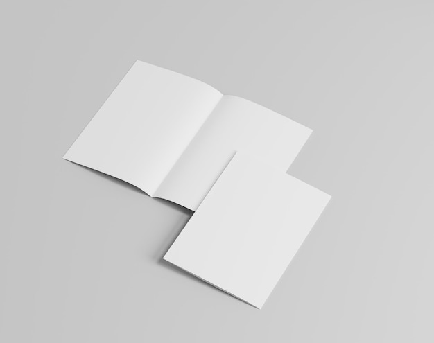 Blanco twoleaf vouw papier op de lege achtergrond a4 brochure twee vouw folder 3D-rendering 3D i