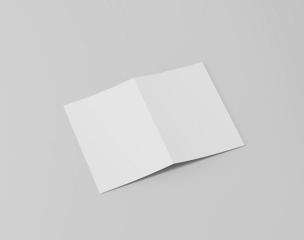 Blanco twoleaf vouw papier op de lege achtergrond a4 brochure twee vouw folder 3d-rendering 3d i