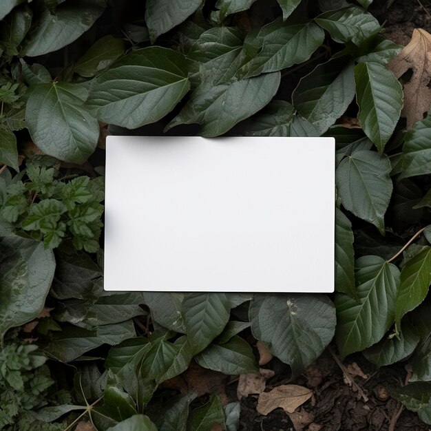 Blanco visitekaartje op groene bladeren achtergrond Generatieve AI
