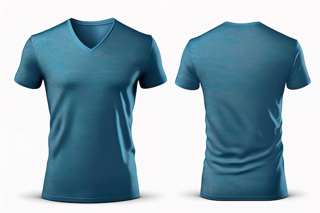 Blanco Vneck tshirt voor mannen sjabloon blauw kleur shirt