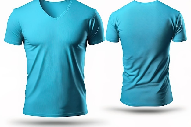 Blanco Vneck tshirt voor mannen sjabloon blauw kleur shirt