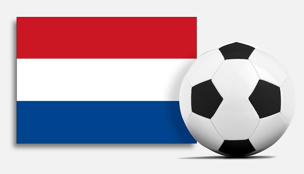 Blanco voetbal met de vlag van het Nederlands elftal