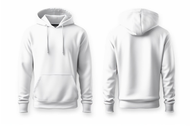 Blanco witte heren hoodie sweatshirt lange mouw met uitknippad