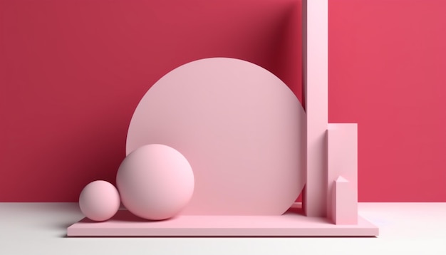 Blank 3D rendered pink colored podium for product display