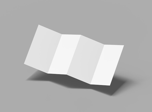あなたのデザインを提示するために空白の4パネルアコーディオン折りたたみパンフレットをレンダリングします