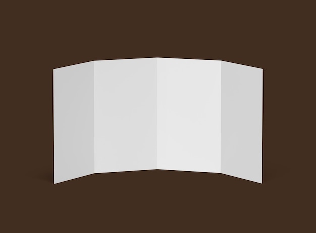 Blank 4panel roll fold leaflet 3d render to present your design