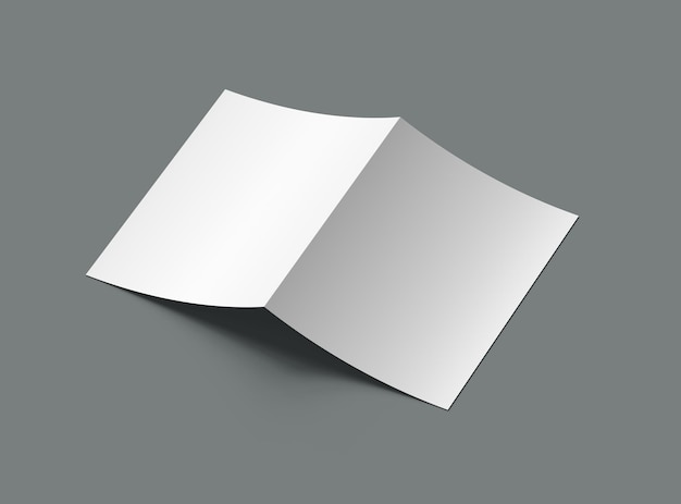 Blank A4 Half Sheet Fold brochure 3d renders