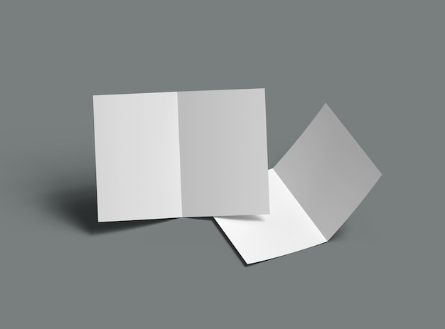 blank a4 half sheet fold brochure 3d renders