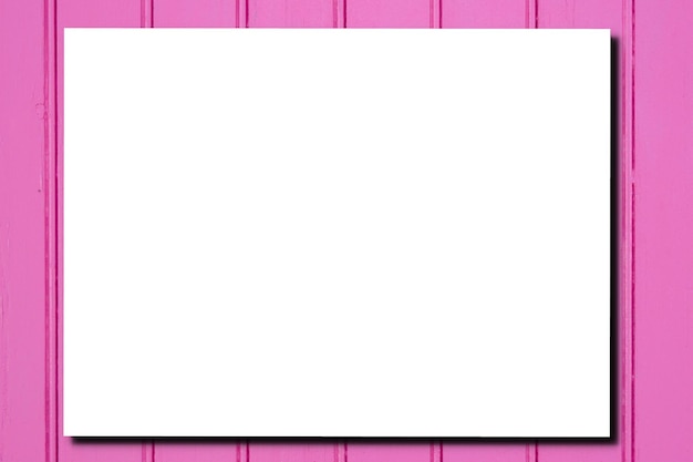 Foto mockup di brochure vuoto bianco a4 vuoto su sfondo rosa chiaro
