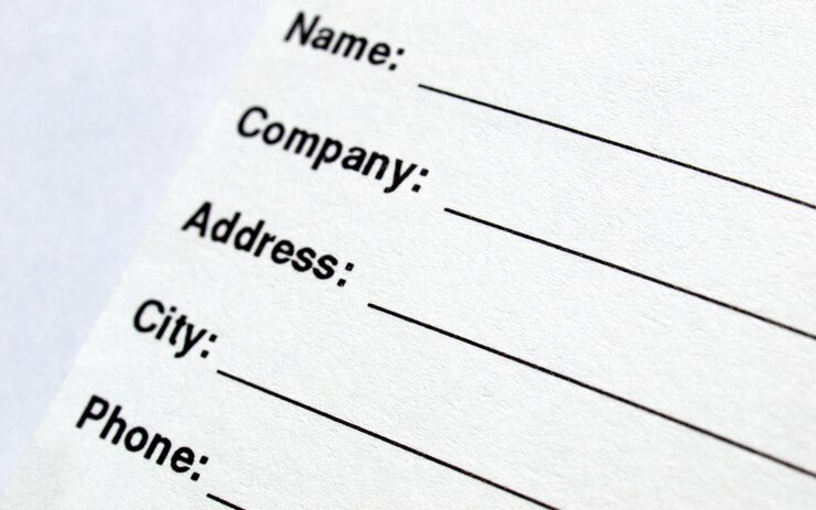 Photo blank address form