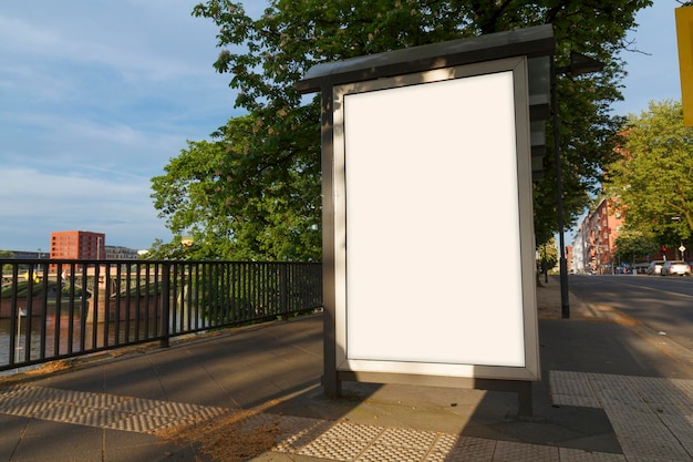 Blank advertisement mock up in a bus stop