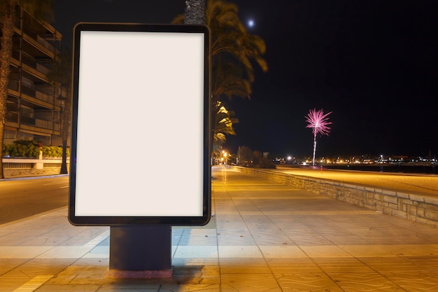 Blank advertisement mock up at night