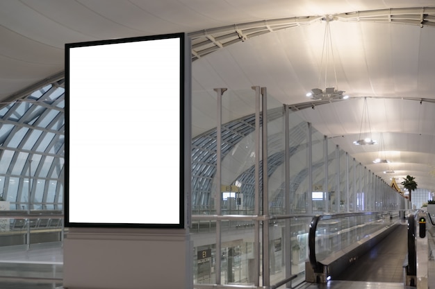 Blank advertising billboard at airport