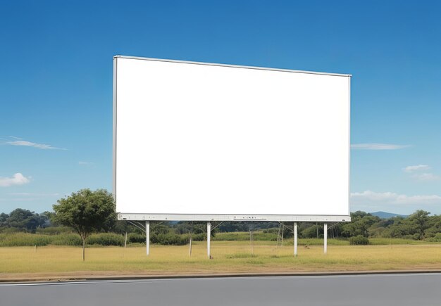 Blank advertising billboard in a largescale square size on clear blue sky