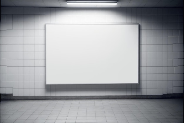 Blank advertising billboard in a largescale square size with white light indoor