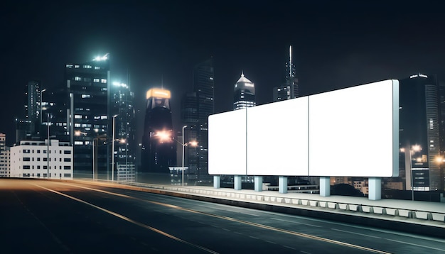 Blank advertising LED billboard installed outdoor Generative ai