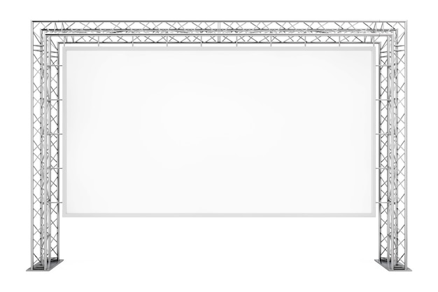 Blank Advertising Outdoor Banner on Metal Truss Construction System on a white background. 3d Rendering