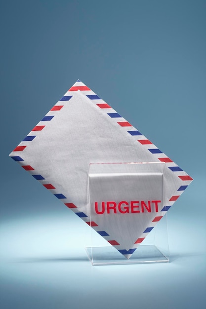 Blank airmail envelope with urgent sign