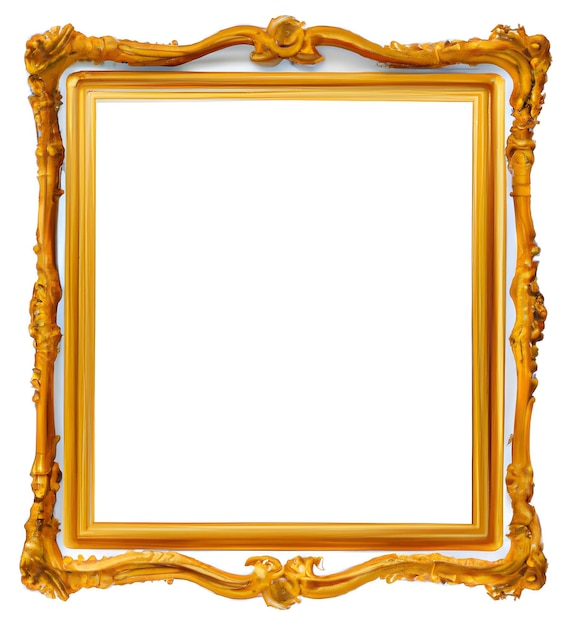 Blank antique gold picture frame Generative AI