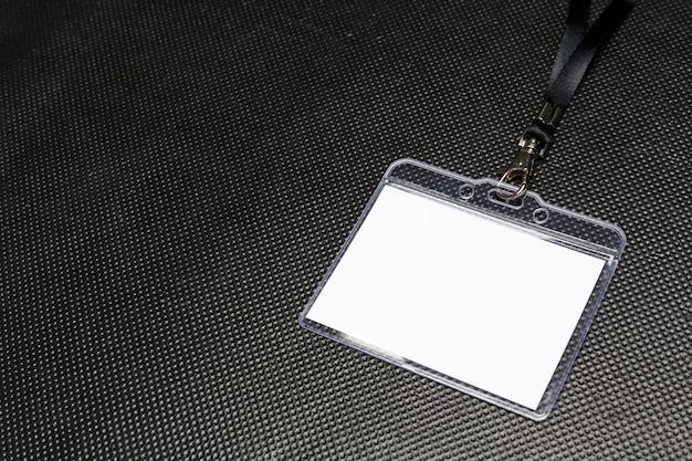 Photo blank badge mockup isolated on black