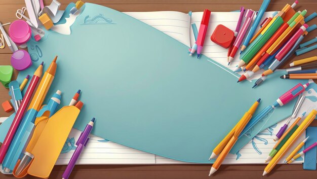 Blank Banner of Joyful School Supplies