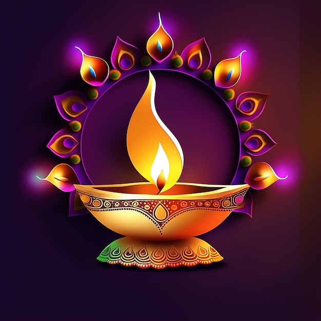 Blank banner van de Happy Diwali Lettering graffiti Happy Diwali illustratie van Burning Diya