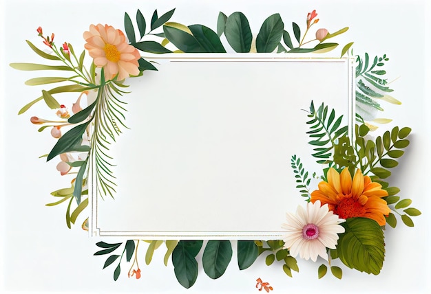 Blank of beautiful flowers frame Frame with flower isolated on background Generate Ai