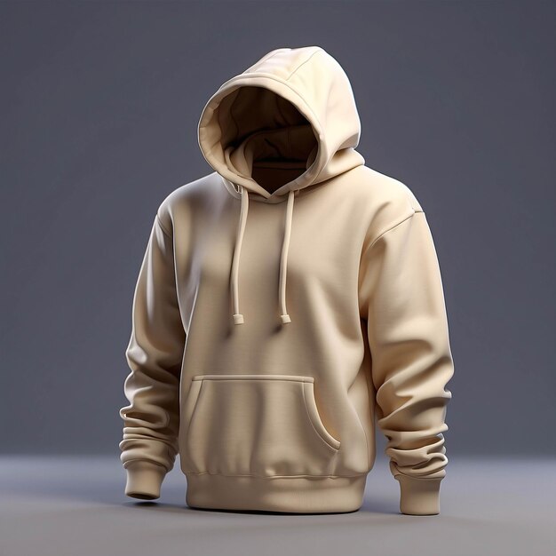 Blank Beige Hoodie Display Template voor reclame of Mockup Model