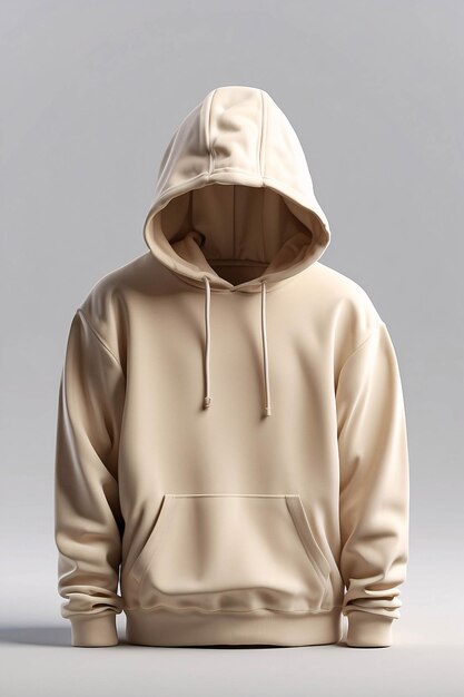 Foto blank beige hoodie display template voor reclame of mockup model