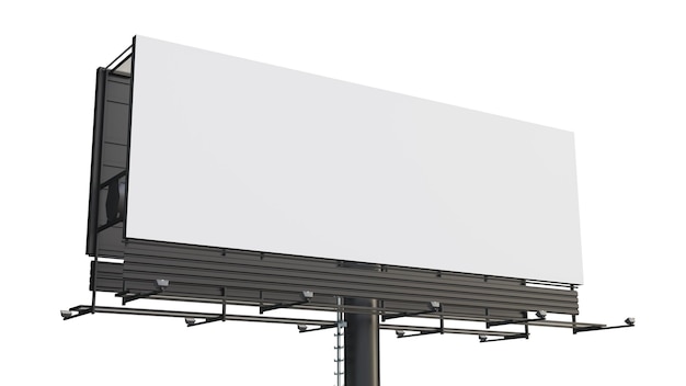 Blank billboard 3D rendering isolated on white background