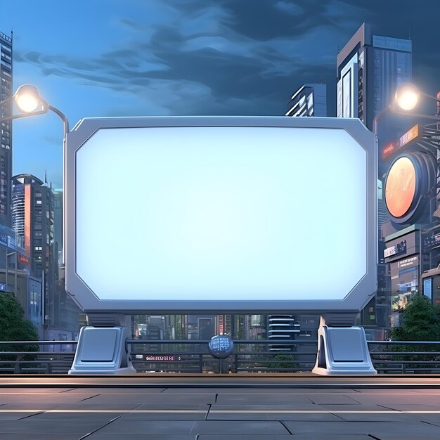 Foto blank billboard achtergrond van een futuristische metropool