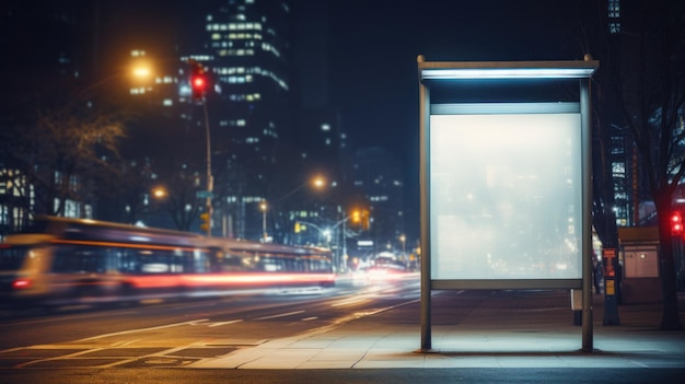 市バス停の空白の看板広告モックアップ